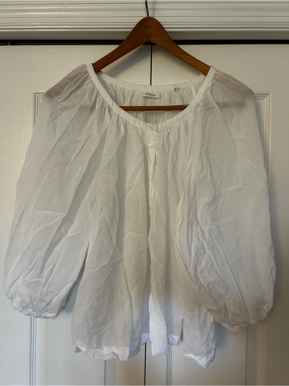 Dôen Jiana Top XXL in Salt, Puff Sleeve Cotton Blouse